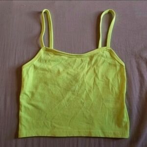 Divided by H&M Cropped Spaghetti Strap Cami Size XS Neon Yellow